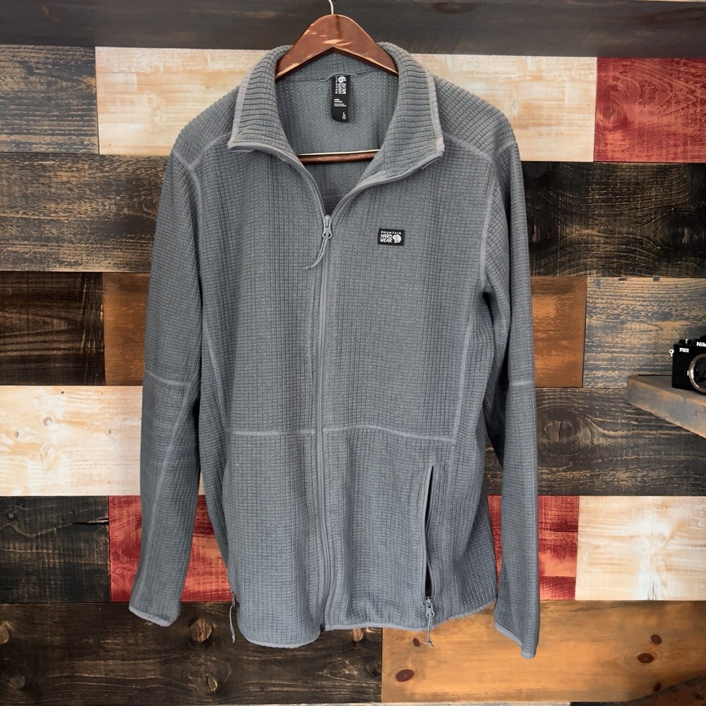 Mountain Hardwear Summit Grid Full Zip Waffle Jacket Grey Large OM4477